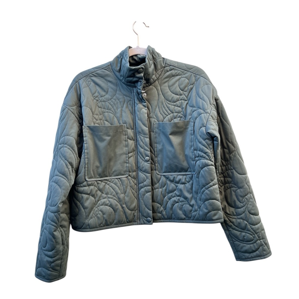 7 For All Mankind‎ Green Quilted Button Front Cropped Coat Jacket Women’s Small